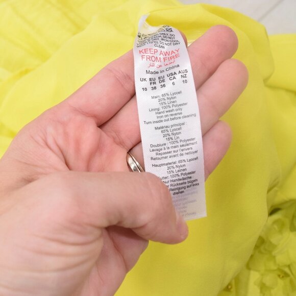 Karen Millen Citrine Yellow Linen-Blend Rosette Maxi Dress - Picture 11 of 11